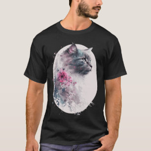 Nebelung Cat Cherry Blossom Japanese Sakura T-Shirt