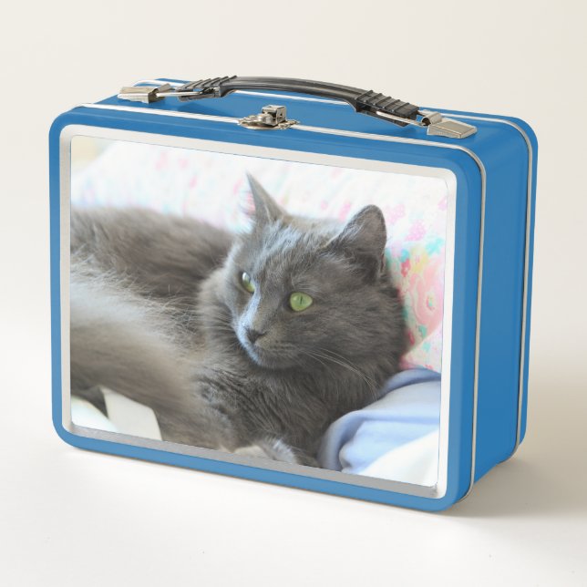 Nebelung cat metal lunch box (Front)