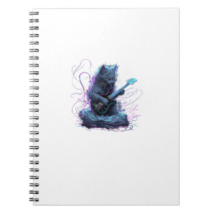 Nebelung Cat Playing Electric Guitar Rock T-Shirt Notebook