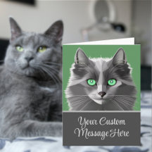 Nebelung Grey Cat Face - Any Message Cover Text