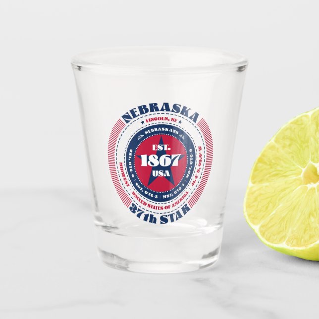 Nebraska 37th Star Patriotic Shot glass (Front)