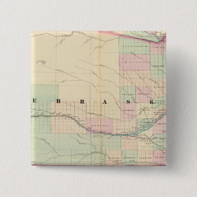 Nebraska 6 2 inch square button (Front)
