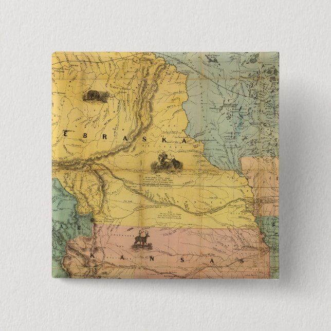 Nebraska and Kansas 2 Inch Square Button (Front)