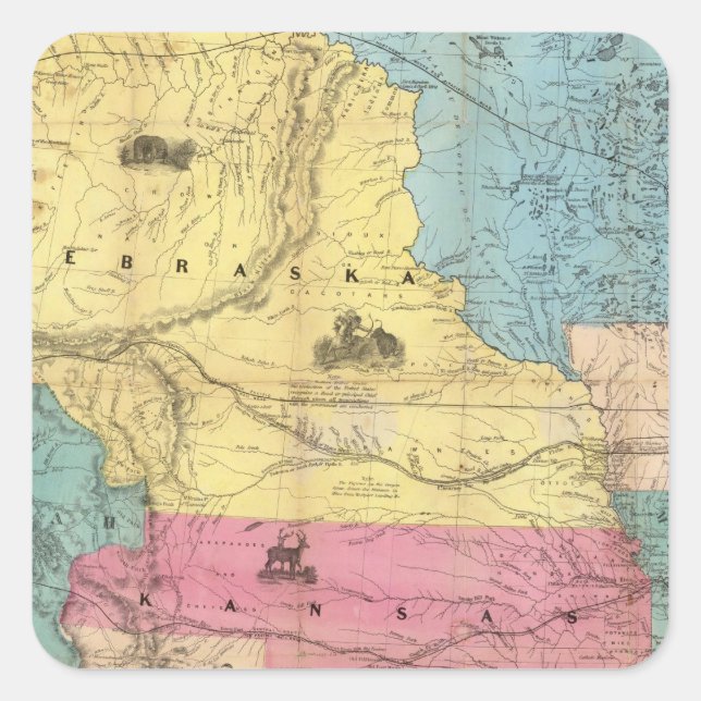 Nebraska and Kansas 3 Square Sticker (Front)