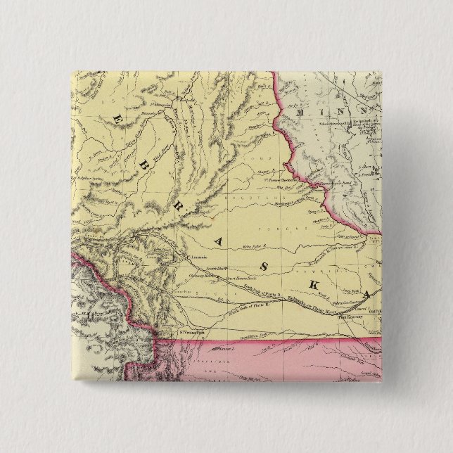 Nebraska And Kanzas 2 Inch Square Button (Front)