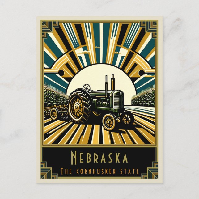 Nebraska | Art Deco Postcard (Front)