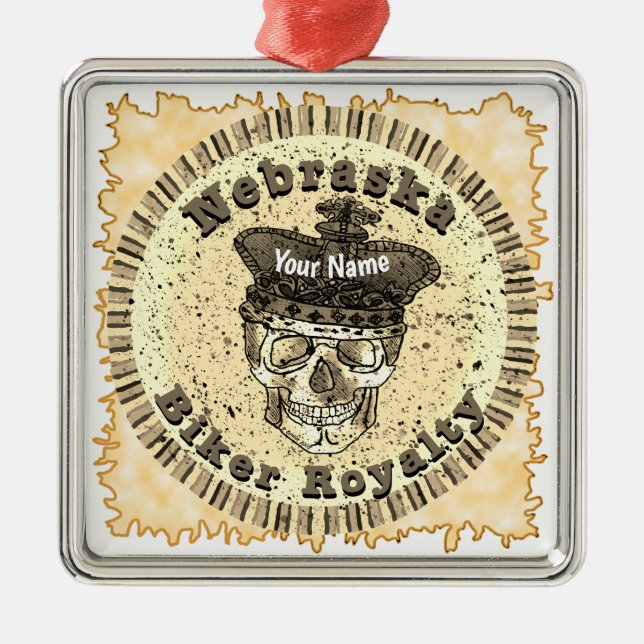 Nebraska Biker  Metal Ornament (Front)