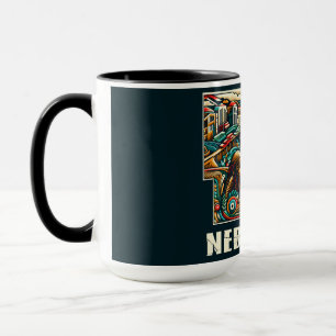 Nebraska Bold Geometric City Skyline Art Mug