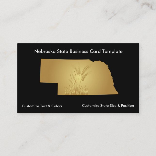 Nebraska Business Card Metallic Gold (Front)