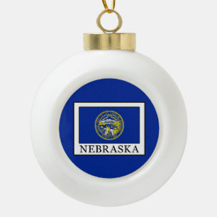Nebraska Ceramic Ball Christmas Ornament
