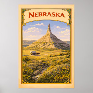 Nebraska Chimney Rock Vintage  Poster