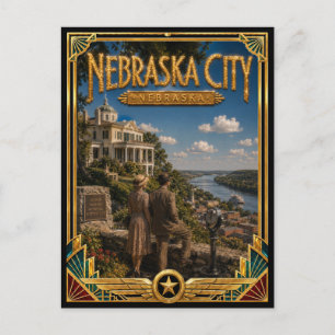 Nebraska City Nebraska Vintage Art Deco Golden Age Postcard