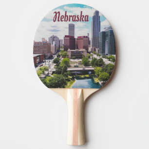 Nebraska City Skyline Omaha Ping Pong Paddle