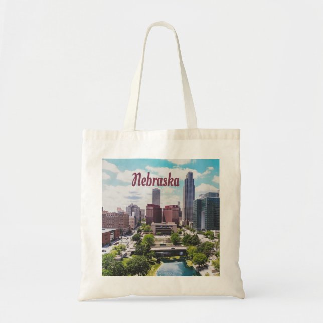Nebraska City Skyline Omaha Tote Bag (Front)