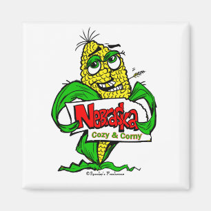 Nebraska corn cob cartoon magnet