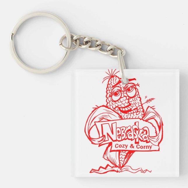 Nebraska cozy and corny fun keychain! keychain (Front)