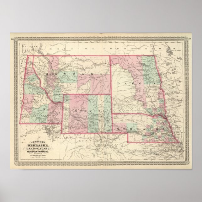 Nebraska, Dakota, Idaho, Montana, and Wyoming Poster (Front)