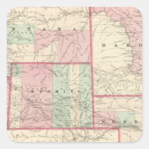 Nebraska, Dakota, Idaho, Montana, and Wyoming Square Sticker