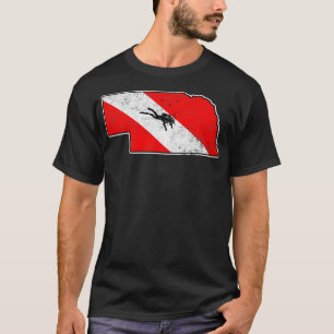 Nebraska Dive Flag Scuba Diving State Map Dive Fla T-Shirt