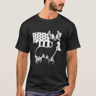 Nebraska Elk Hunting State Map US Flag Patriotic H T-Shirt