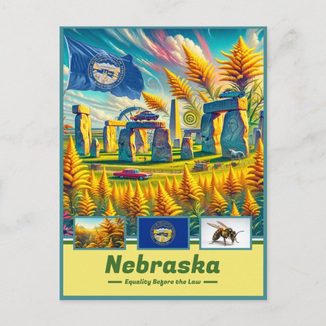 Nebraska Essence Vibrant Landmark  Postcard (Front)