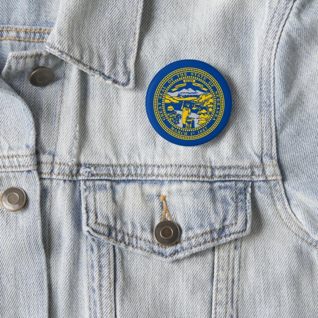 Nebraska flag 2 inch round button (In Situ)