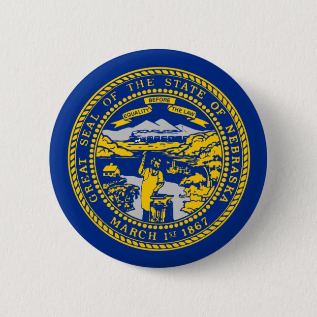 Nebraska Flag 2 Inch Round Button (Front)