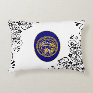 Nebraska flag accent pillow