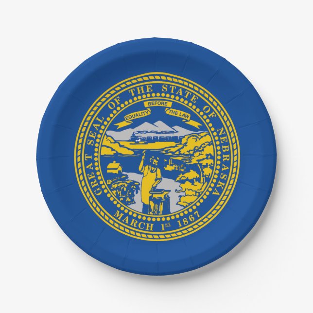 Nebraska flag paper plate (Front)
