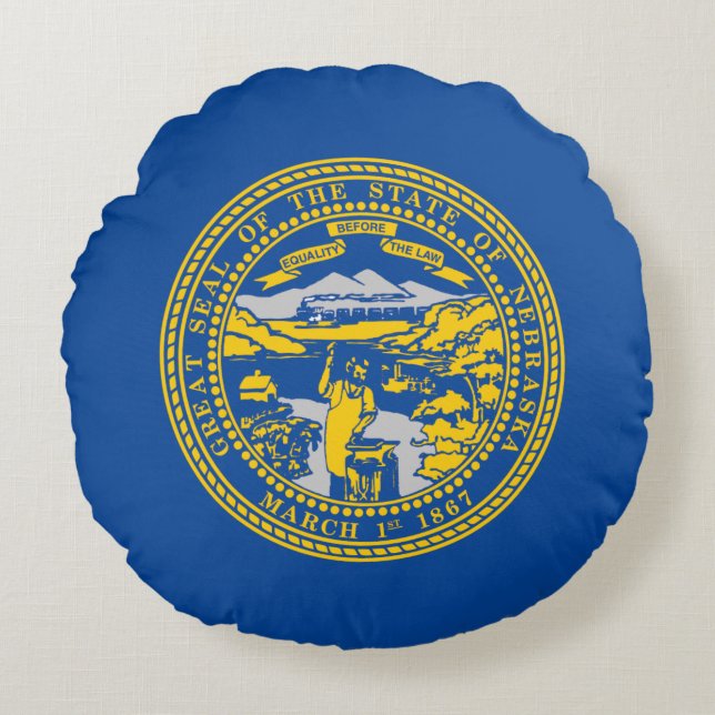 Nebraska flag round pillow (Front)