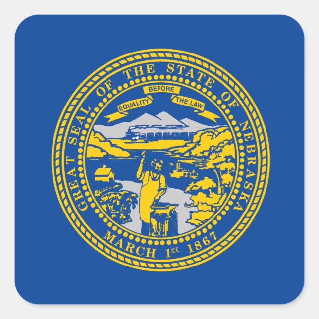 Nebraska flag square sticker (Front)