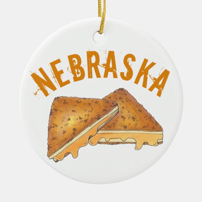 Nebraska Fried Toasted Cheese Frenchees Sandwich Ceramic Ornament (Front)