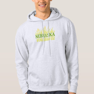 Nebraska Grassland Typography   Rustic Tallgrass  Hoodie