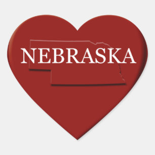 Nebraska Heart Map Design Sticker