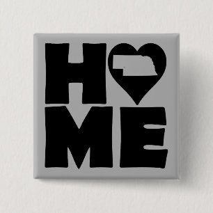 Nebraska Home Heart State Button Badge Pin