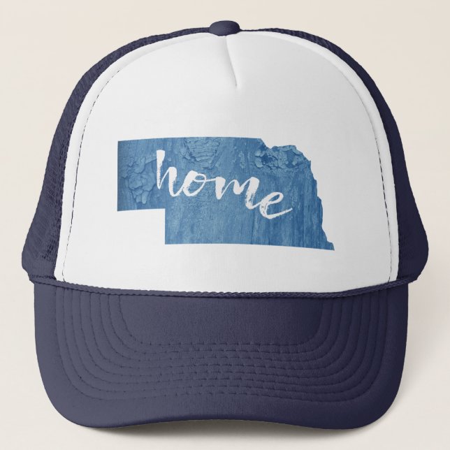 Nebraska Home Wood Grain Trucker Hat (Front)