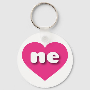 Nebraska hot pink heart - I love ne Keychain