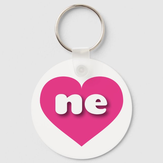 Nebraska hot pink heart - I love ne Keychain (Front)