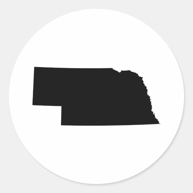 Nebraska in Black Classic Round Sticker (Front)