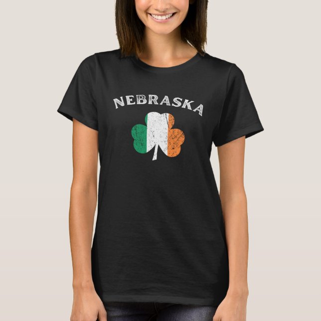 NEBRASKA Irish American Shamrock Badge T-Shirt (Front)
