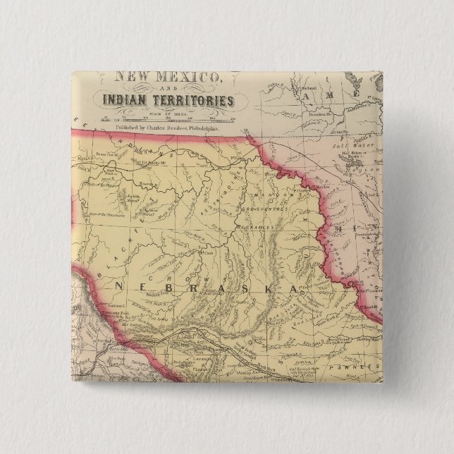 Nebraska, Kansas, New Mexico 2 Inch Square Button (Front)