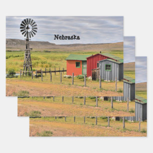 Nebraska landscape wrapping paper sheet