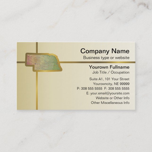 Nebraska Map Business Card (Front)