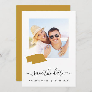 Nebraska Map Photo Wedding Save the Date Card