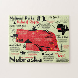 Nebraska National Parks Infographic Map Jigsaw Puzzle