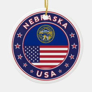 Nebraska, Nebraska phone case, Nebraska sticker, Ceramic Ornament