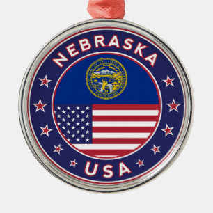 Nebraska, Nebraska phone case, Nebraska sticker, Metal Ornament