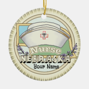 Nebraska Nurse Ceramic Ornament