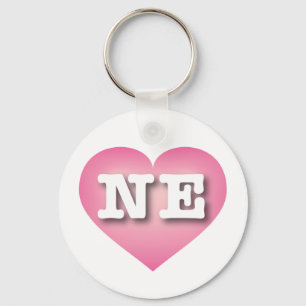 Nebraska Pink Fade Heart - I love NE Keychain