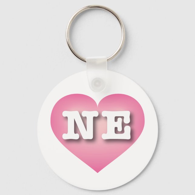 Nebraska Pink Fade Heart - I love NE Keychain (Front)